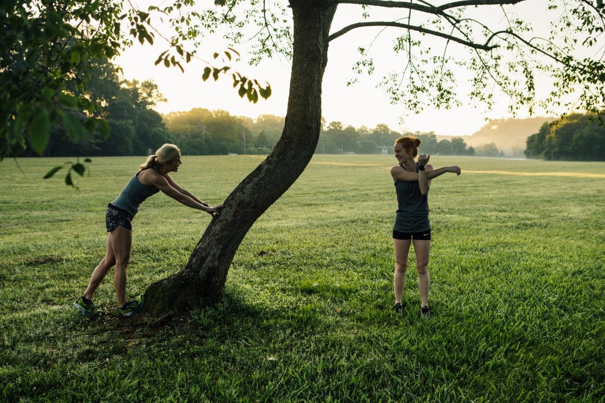 Rebecca Weinand stretching