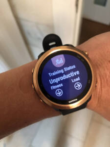 garmin watch displaying unproductive training status