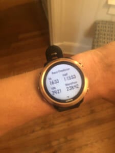 garmin watch displaying race predictor