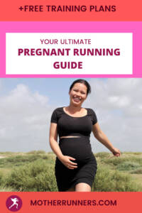 A pink and orange Pinterest pin for pregnancy running guide