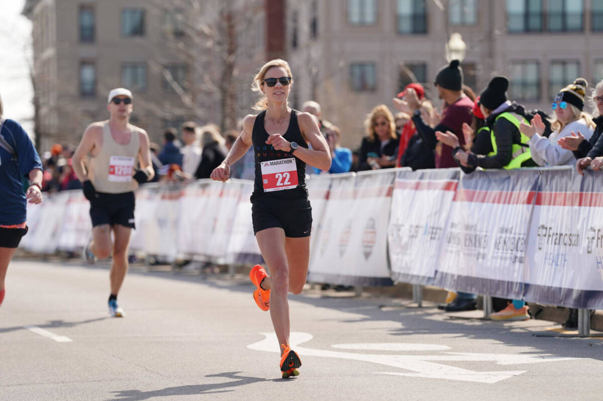 Whitney running the Carmel marathon