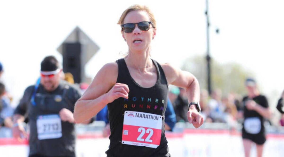 whitney running the spring marathon Carmel