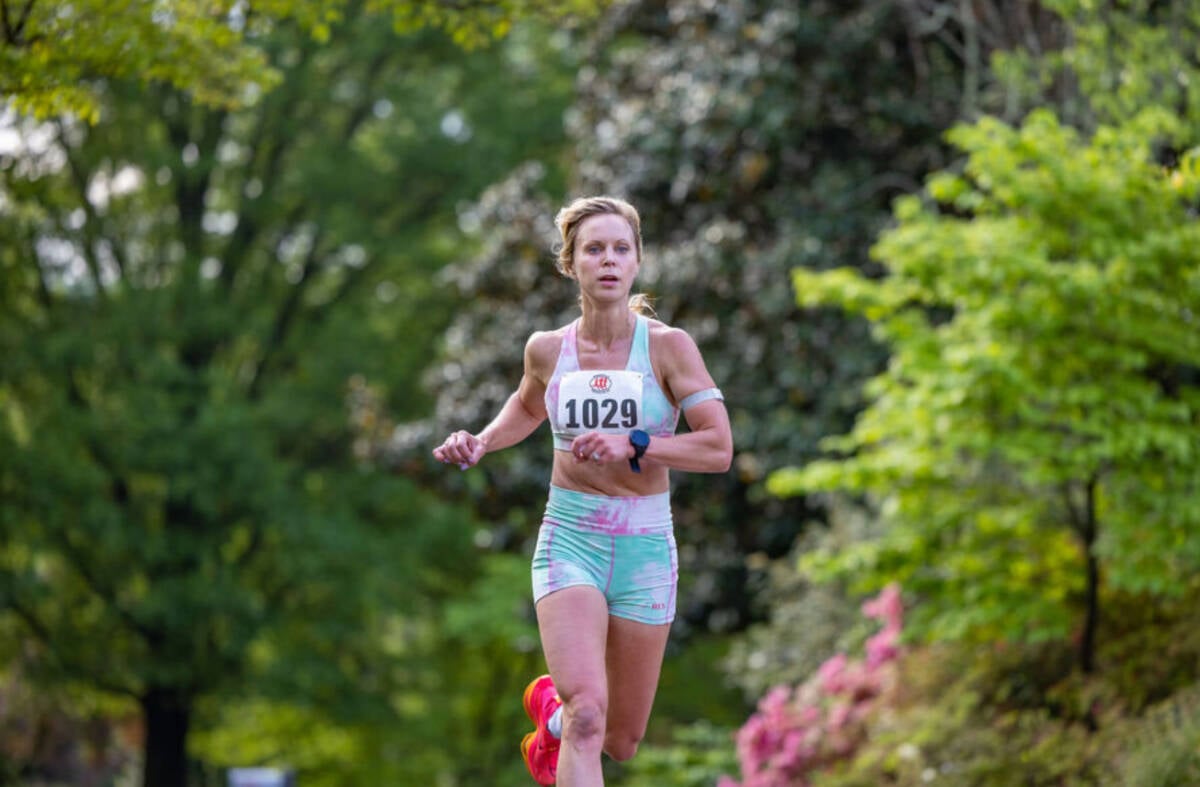 whitney running in a race in spring